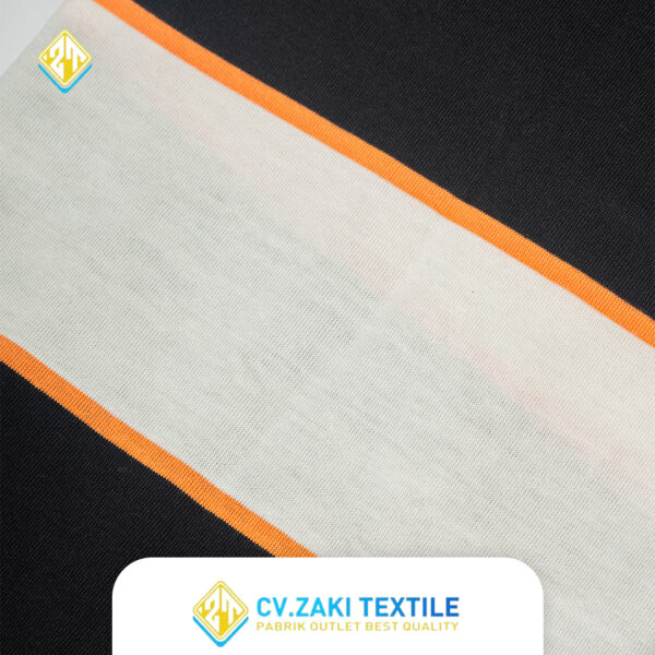 STRIPES MEDIUM BESAR - HITAM ORANGE CREAM - Image 3